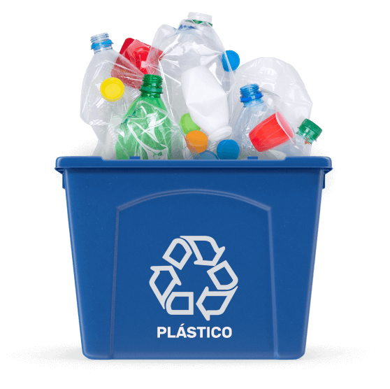Bote de residuos de plásticos